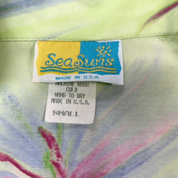 VTG‎ Sea Suns Blouse Top Womens Small Tropical Floral Cottagecore Boho Bratz USA - Picture 7 of 8